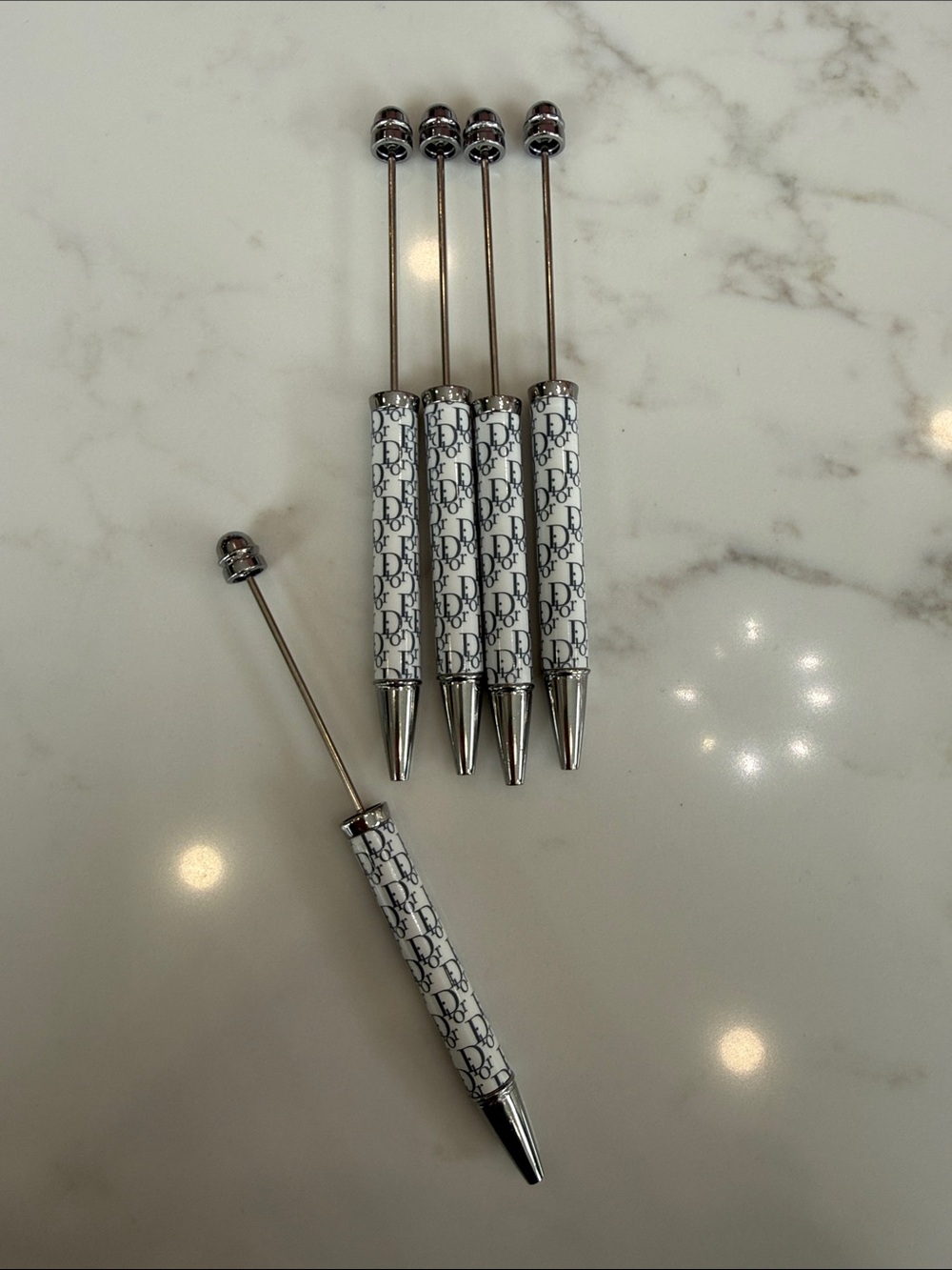 Hand Crafted White And Silver Writing Pens!